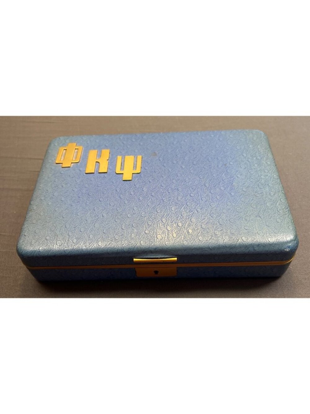 Vintage Phi Kappa Psi Farrington Genuine Texol Jewelry Box Blue Fraternity